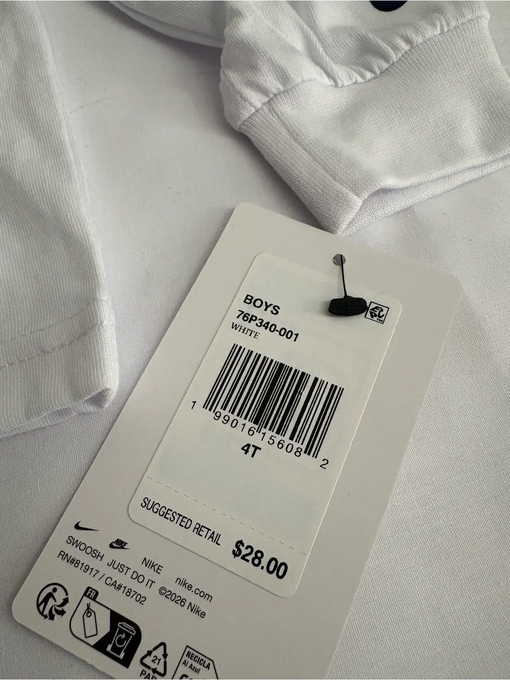 Nike White Long-Sleeve Tee with Red, Blue and Black Graphic